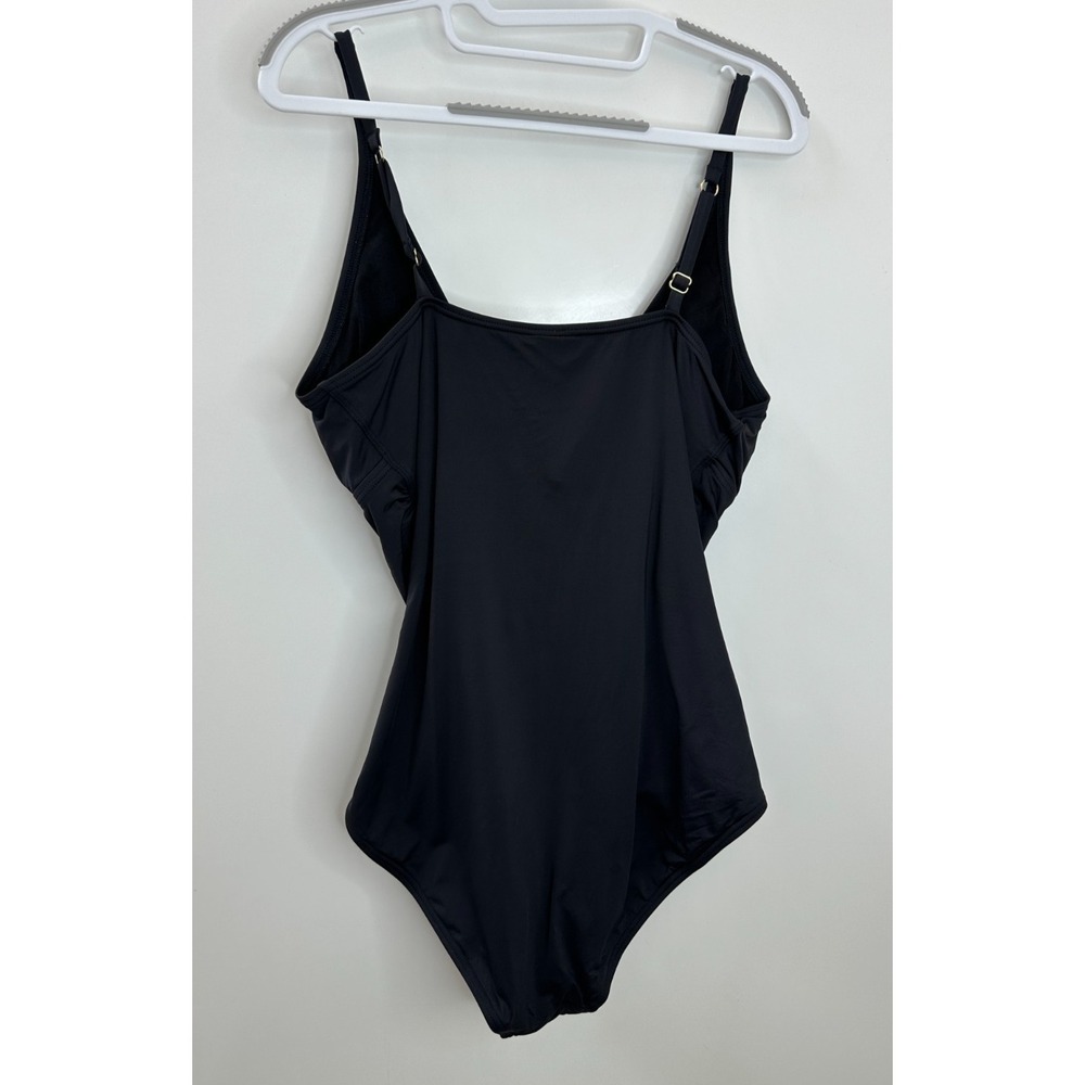 Tommy Bahama Womens Black Ruched One Piece Swimsuit Tummy Control Size 14 - Picture 13 of 14